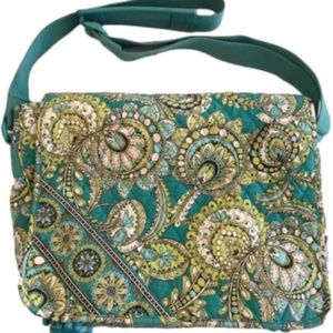 Vera BRADLEY Peacock Blue Paisley Computer Laptop Crossbody Messenger Bag